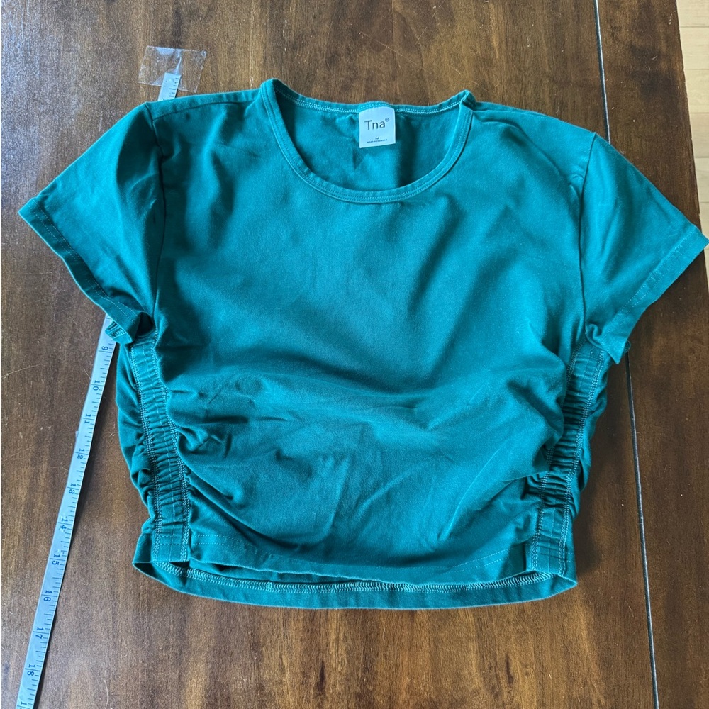 TNA Green Ruched Crop Top